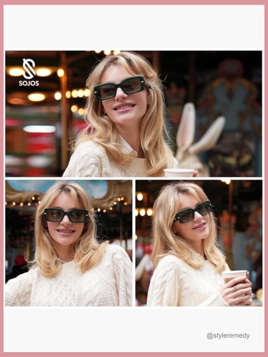 Square Thick Polarized Sunglasses with UV400 Protection main image 6